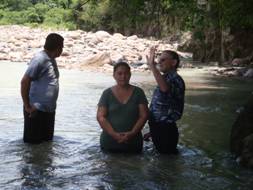 Baptism in river at Oropoli, Honudras