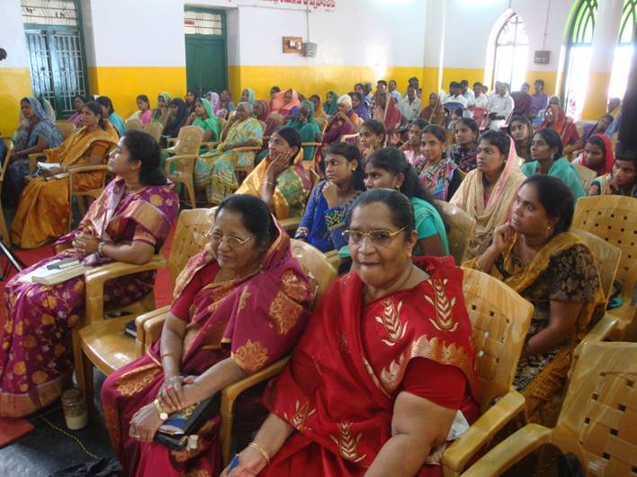 Worship service in evangelical church in Ongole, India
