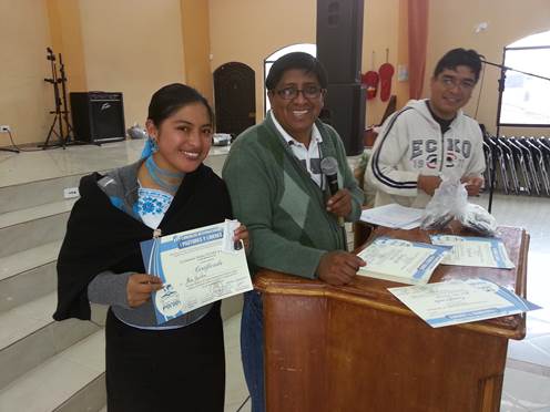 Quichua Pastor and Wives Conference Certificate Riobamba Ecuador